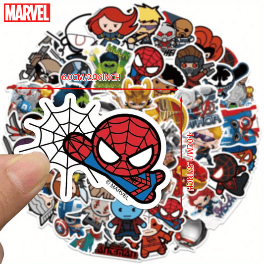 50pcs Avengers Officially Licensed Vinyl Stickers Q-Version Heros Tony Stark Holk Captain America Waterproof Cartoon For Laptop Bumper Water Bottles Computer Phone Hard Hat Car And Decals