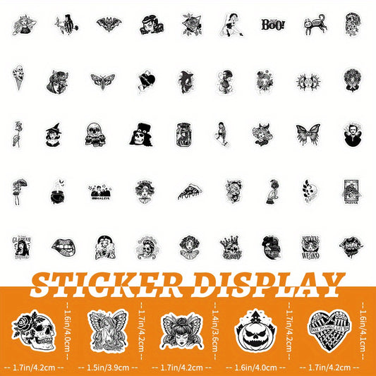 100pcs Gothic Black And White Graffiti Style Stickers Tablet Laptop Phone Case Refrigerator Skateboard Decorative Stickers Waterproof