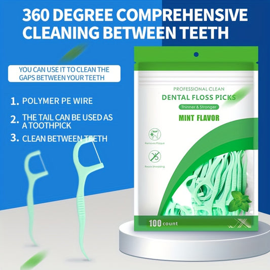 100/300/500pcs ProClean Dental Flosser Picks - Minty Fresh Deep Cleaning Floss for Proper Oral Care, Portable, Disposable, Hygienic, Travel-Friendly, and Gentle on Gums for Daily Life