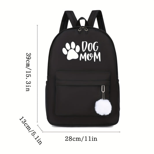 Cute Bear Paw Print Backpack, Backpack with Side Pocket, Can Put Bottle Umbrella, Casual School Bag, Suitable for Youth Men And Women Commuting, Library And Outdoor Activities, Comes with Cute Small Ball Pendant