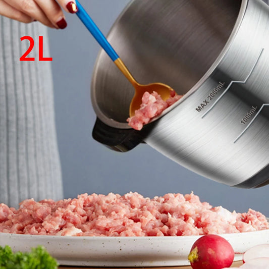 2 Speeds Electric Chopper Meat Grinder Stainless Steel Mincer Food Processor Kitchen Slicer Egg Beater Garlic Vegetable