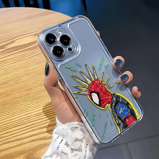 Marvel Spider Man Oil Painting Soft Phone Case For iPhone 16 15 13 Pro Max 13 12 11 Pro X XR XS MAX 14 Plus Y2k Anti Fall Cases