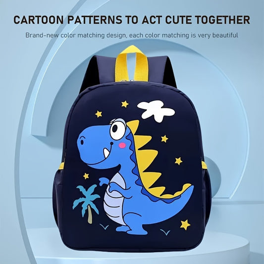 1pc New Backpack School Bag, Cartoon Animal Print Backpack For Boys And Girls