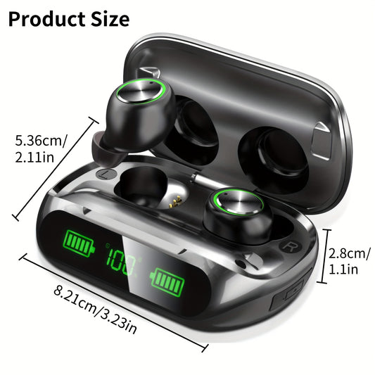 Wireless Earbuds V5.3 Headphones, with Charging Case 200 Hrs Playtime IPX7 High Quality in Ear Light-Weight Earphones for Phones and Laptops, Laptop Audio, Travel Earbuds, Sleek Earphones, Compact Case, Durable Plastic, Media