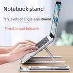 Ten Levels Adjustable Laptop Stand Single Fork Folding Lift Cooling Base Desktop Tablet Portable Bracket Compatible With All Notebook ABS Material