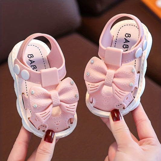 Girls Bow Tie Sandals With Buckle Belt, Summer Baby Toddler Shoes Princess Shoes Soft Bottom Infant 0-3 Years Old Little Kids Kindergarten Shoes With Assorted Colors