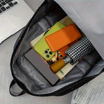 Reflective Graffiti-Style Large Capacity Backpack - Durable Nylon, Casual College & High School Bag with Laptop Compartment, Hand-Washable, Black with White & Gray Graphics, Backpack for School