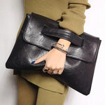 Chic Retro PU Leather Clutch Bag - Spacious Crossbody Laptop Tote with Flap Design - Perfect for MacBook, Stylish & Durable