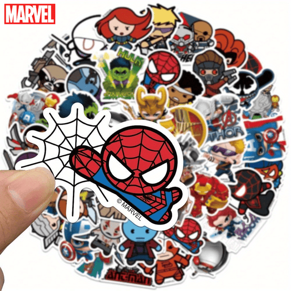 50pcs Avengers Officially Licensed Vinyl Stickers Q-Version Heros Tony Stark Holk Captain America Waterproof Cartoon For Laptop Bumper Water Bottles Computer Phone Hard Hat Car And Decals