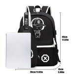 2pcs Simple And Large Capacity Casual Backpack Travel Backpack School Bag, Cartoon Print Crossbody Bag Chest Bag [Without Data Cable, Slightly Different Shoulder Straps