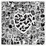 100pcs Gothic Black And White Graffiti Style Stickers Tablet Laptop Phone Case Refrigerator Skateboard Decorative Stickers Waterproof