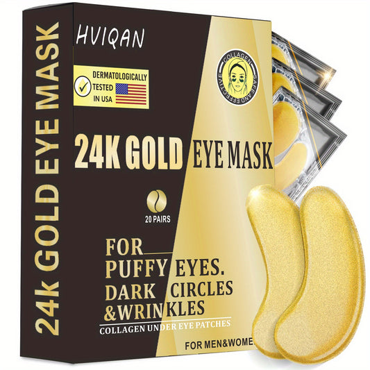 40 Pairs 24K Golden Eye Mask, Firming Skin Care, Wrinkle Smoothing, Hydrating Under Eye Patches, Suitable For Men & Women