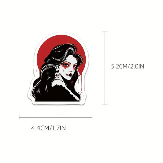 50pcs Red Horror Gothic Stickers, Halloween Stickers For Mobile Phone Case Laptop Water Cup, Waterproof Stickers