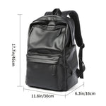 Men's Backpack, PU Leather Waterproof Travel Bag, Casual Laptop Backpack
