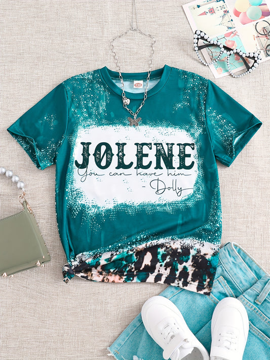 Toddler Babies Unisex Graphic T Shirts With Leopard & Letter Print Crew Neck Casual Summer Tops, Kids Clothing