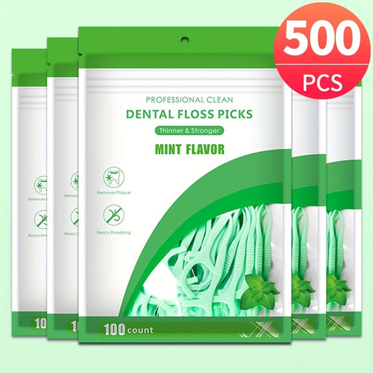 100/300/500pcs ProClean Dental Flosser Picks - Minty Fresh Deep Cleaning Floss for Proper Oral Care, Portable, Disposable, Hygienic, Travel-Friendly, and Gentle on Gums for Daily Life