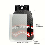 Stylish Large Mouth Shark Backpack Versatile Business Backpack Large Capacity College Backpack Portable Travel Bag for Work and School, Unisex School Bag with Random Print