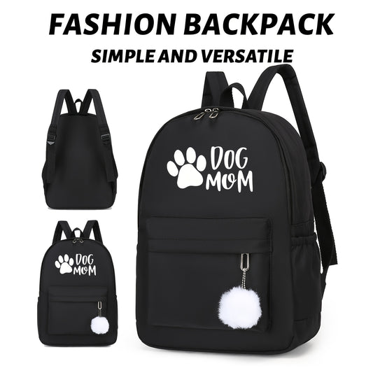 Cute Bear Paw Print Backpack, Backpack with Side Pocket, Can Put Bottle Umbrella, Casual School Bag, Suitable for Youth Men And Women Commuting, Library And Outdoor Activities, Comes with Cute Small Ball Pendant