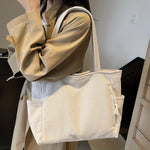 Durable Soft Corduroy Women's Casual Tote Bag Multi-Compartment Zipper Closure Commute Shoulder Bag For Women