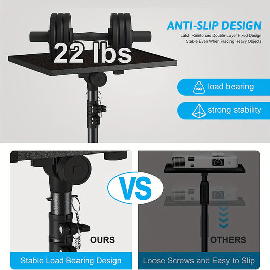 Height Adjustable 1pc Projector Stand Tripod From 23.5" To 46.5" With Gooseneck Phone Holder, Laptop Floor Stand