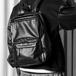Men's Backpack, PU Leather Waterproof Travel Bag, Casual Laptop Backpack