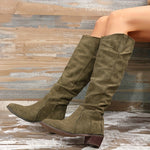 [Vintage Western Cowboy Boots] Ylxhoa Women's Vintage Western Cowboy Boots - Knee-High Pull-On Boots with Chunky Heels, Slip-Resistant PU Outsole, Pointed Toe, Durable Construction - Western Booties for Country Western Events