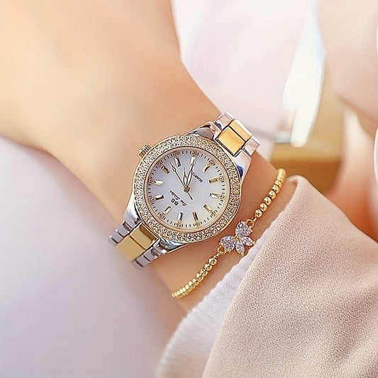 Rhinestone Decor Quartz Watch Casual Analog Party Dress Watch, Gift For Mother's Day Valentine's Day