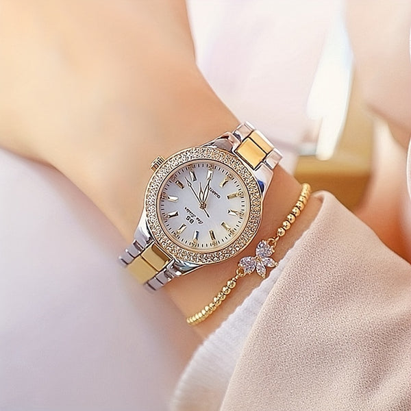 Rhinestone Decor Quartz Watch Casual Analog Party Dress Watch, Gift For Mother's Day Valentine's Day