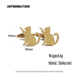 Charming punk kitten stainless steel 18K gold-plated cufflinks, silver French shirt buttons, suit wedding accessories
