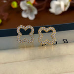 New Fashion Leaf Hollow Zircon Stud Earrings for Women Elegant Niche Triple Flower Earrings Party Jewelry Gift