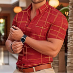 Brand New Boyfriend Shirt Long Sleeve Slim Fit Button Lapel Men's Tops 2024 Autumn Fashion 3D Stripe Print Party Shirt S-6XL