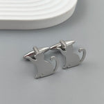 Charming punk kitten stainless steel 18K gold-plated cufflinks, silver French shirt buttons, suit wedding accessories