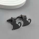 Charming punk kitten stainless steel 18K gold-plated cufflinks, silver French shirt buttons, suit wedding accessories