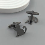 Charming punk kitten stainless steel 18K gold-plated cufflinks, silver French shirt buttons, suit wedding accessories