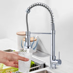 Faucet Spring Pull-Out Sprayer Kitchen Faucets Swivel Nozzle Sink Mixer Taps Hot Cold Water Ceramic Valve Dual-Use Single Holes