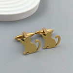 Charming punk kitten stainless steel 18K gold-plated cufflinks, silver French shirt buttons, suit wedding accessories