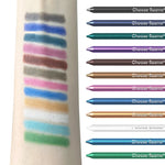 12 Colors Set Glitter & Shimmer Eyeliner Stick Pack - Long-Wearing Blue Tone Eyeliner Pencil with Smooth Application - Versatile