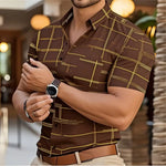 Brand New Boyfriend Shirt Long Sleeve Slim Fit Button Lapel Men's Tops 2024 Autumn Fashion 3D Stripe Print Party Shirt S-6XL