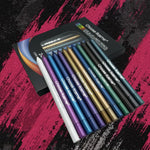 12 Colors Set Glitter & Shimmer Eyeliner Stick Pack - Long-Wearing Blue Tone Eyeliner Pencil with Smooth Application - Versatile