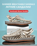 Summer Men Sandals Fashion Handmade Weaving Design Beach Sandals Breathable Casual Flat Sandals Outdoor Couples Sandals Size