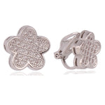 GRACE JUN New Flower Clip on Earrings No Pierced Gorgeous Bride Wedding AAA Cubic Zircon  No Hole Earrings High Quality Ear Clip