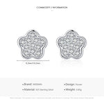 Modian Simple Full CZ Stud Earrings Fashion 925 Sterling Silver Flower Lovely Earring For Women Girls Party Accessories Jewelry