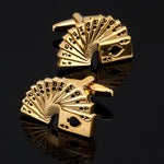 Golden CUFFLINKS NEW dice maple leaf music playing card Golden Dragon Cufflinks men's Wedding Shirt badge pin gifts wholesale