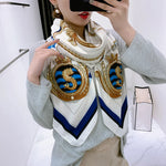 Fashion Design Square Silk Scarf Women Foulard Printed Bandana Ladies Shawl Hijab Elegant Headband Ring Scarves Wraps 130*130cm