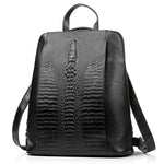 Zency 100% Genuine Leather Pure White Knapsack Ladies Crocodile Pattern Women Backpack Fit A4 Magazine Laptop