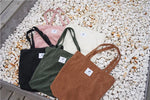 Women Corduroy Canvas Tote Handbag Female Cloth Shoulder Bags Young Ladies Casual Shopping Bag Girls Reusable Folding Bags
