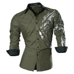 jeansian Spring Autumn Features Shirts Men Casual Shirt Long Sleeve Male Shirts Zipper Decoration (No Pockets) K018