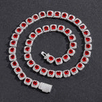 10mm Heart Shaped Rock Sugar Chain Personalized Red Diamond Tennis Necklace with Heart CZ Hip Hop Style Fashion Chain for Women