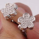 GRACE JUN New Flower Clip on Earrings No Pierced Gorgeous Bride Wedding AAA Cubic Zircon  No Hole Earrings High Quality Ear Clip