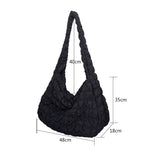Women Bag Pleated Handbag Large Capacity Down Bag Big Shoulder Female Solid Color Space Cotton Padded Dumpling Shopping Bag 2024